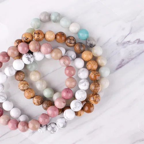 Vista 7 de YISSION Pulseras de cuentas de aceite esencial, pulseras de piedras semipreciosas, pulseras de cristal curativo para hombres, mujeres y niñas