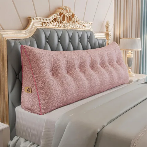 Vista 46 de Almohada de cabecera totalmente rellena y engrosada tamaño Queen, cabecera acolchada suave y firme, soporte grande, cojín cilíndrico triangular Negro