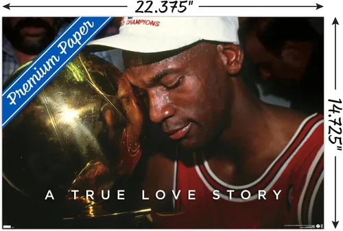 Vista 32 de Michael Jordan - Póster de pared A True Love Story, 22.4 pulgadas de largo x 14.7 pulgadas de ancho, versión enmarcada de madera de granero
