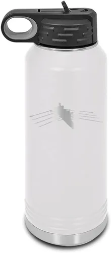Vista 8 de Row - Botella de agua grabada con láser personalizable de acero inoxidable con pajilla, color azul marino, 32 onzas
