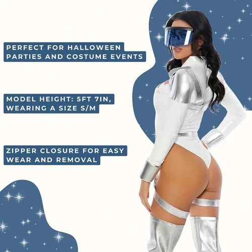 Vista 5 de Forplay Disfraz sexy de personaje de película Blast Off para mujer, Metálico