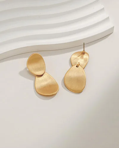 Vista 6 de Gold Statement Earrings for Women Chunky Brushed Gold Disc Dangle Earring Fan-Shaped Dangling Statement Earrings