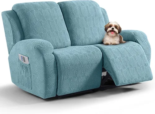 Vista 40 de VANSOFY Fundas para sillas reclinables, 4 piezas, elásticas, de tela jacquard, suave funda para silla reclinable, protector de muebles con parte