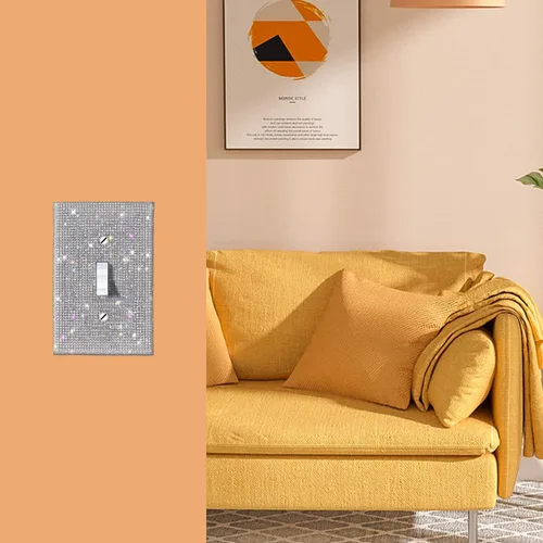 Vista 3 de Cubierta de interruptor de luz con brillos genéricos y enchufes, cubierta de placa de pared con diamantes de imitación brillantes, cubiertas