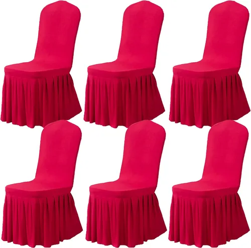 Vista 36 de Dimatic Juego de 2 fundas elásticas para sillas de comedor, fundas Parsons con falda, de elastano súper ajuste, funda protectora de asiento para Azul