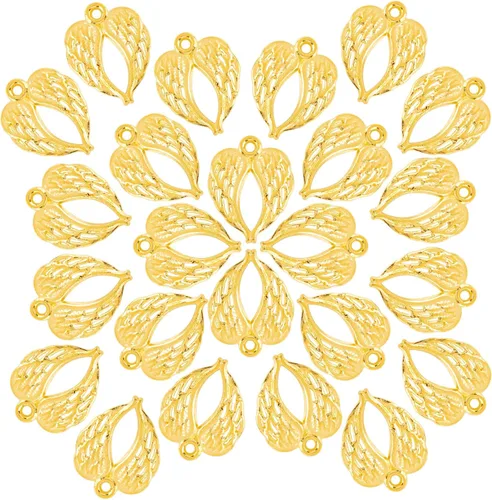 Vista 10 de Framendino, Dijes de alas de ángel con alas de oro, dije de alas de metal para pulseras, collares, aretes, suministros de fabricación de joyas de 3
