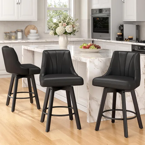 Vista 4 de REONEY Counter Height Swivel Bar Stools, 24" Modern Upholstered Barstools
