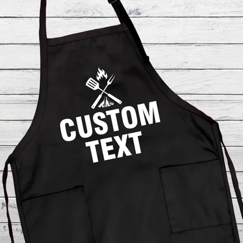 Vista 8 de Voila Print Delantal de parrilla con texto personalizado, delantal de cocina personalizado para hombres, divertido delantal de cocina de barbacoa