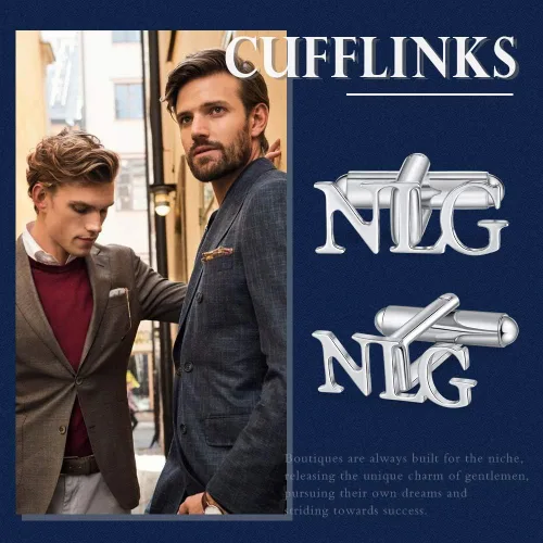 Vista 6 de ROSI - Gemelos para hombre, personalizan las camisas con nombre de la letra inicial para hombres, gemelos personalizados para hombres para bodas