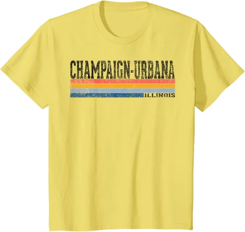 Vista 55 de clásico 1980s estilo champaign-urbana Illinois T Shirt, hombre 2XL, Blanco