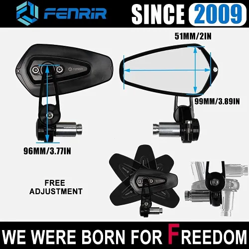 Vista 5 de FENRIR Espejo de motocicleta con adaptador para BMW RNINET F800R (2014-2020) S1000R R1200R R1250R F900R S1000RR(2008-2018) F900XR S1000XR R18 R12