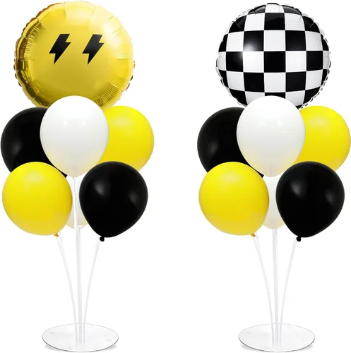 Vista 31 de Kit de soporte para globos de fiesta de fútbol 2 juegos con 2 globos de rugby de aluminio tipo bola, centro de mesa temático de fútbol para mesas