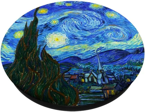 Vista 2 de Vincent Van Gogh Starry Night Art Painters PopSockets PopGrip intercambiable