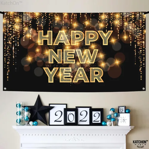 Vista 9 de KatchOn, XtraLarge - Cartel de feliz año nuevo – 72 x 44 pulgadas Fondo de feliz año nuevo para decoraciones de Año Nuevo 2026 Cartel de víspera