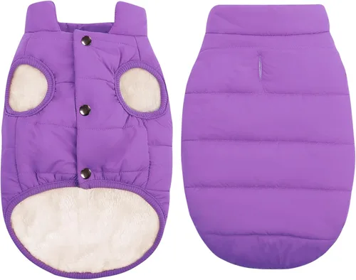 Vista 10 de ASENKU Abrigo de invierno para perro, resistente al viento, chaqueta de forro polar impermeable, ropa para mascotas para perros pequeños, medianos