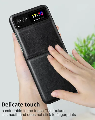 Vista 4 de Funda delgada para Motorola Razr 2023, [piel + parte trasera de policarbonato duro] [soporte de carga inalámbrica] Funda protectora ultrafina a