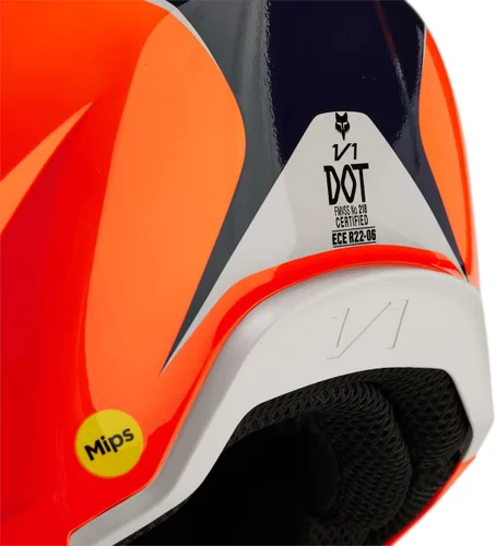 Vista 6 de Fox Racing Casco unisex para motocross V1, naranja fluorescente, talla XXL