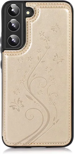 Vista 7 de Asuwish Funda para Samsung Galaxy S22 Plus/S22+ con protector de pantalla de vidrio templado, funda de cuero con soporte para tarjetas, doble cierre