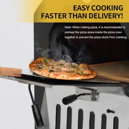 Vista 4 de Dawmilon Horno de pizza de leña para exteriores para el patio trasero y camping - Horno de pizza portátil para patio con piedra para hornear, pala