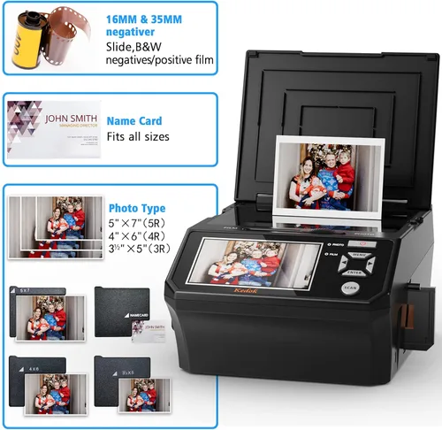 Vista 4 de Foto, tarjeta de identificación, escáner de diapositivas y negativos con pantalla LCD grande de 5 pulgadas, digitalizador de película