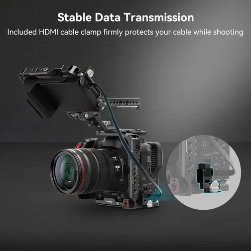 Vista 4 de SmallRig Kit de mano de jaula para cámara EOS C70 para Canon con mango superior NATO, abrazadera de cable para HDMI, placa superior, placa lateral