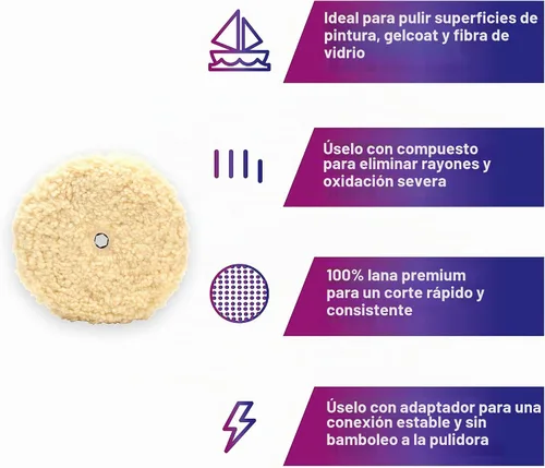 Vista 4 de Almohadilla de Lana para Pulir 3M - Perfect-It de 9 pulgadas con Conexión Rápida 05753, 9 pulgadas 1 Pad, Quick Connect Pad, Removes clearcoat