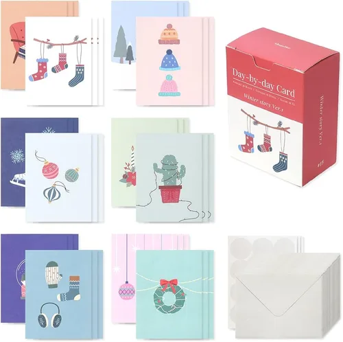 Vista 20 de Monolike Tarjeta Día a Día, 101 Seúl Doce Meses - Mezcla de 48 Mini Tarjetas Individuales, 24 sobres Paquete