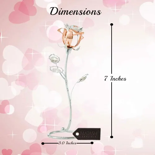 Vista 6 de Matashi Adorno de mesa de metal rosa chapado en oro cromado y rosa con cristales transparentes, elegante regalo de decoración del hogar para mamá