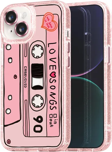 Vista 39 de Compatible para iPhone 13 Funda Bonita Estética - Funda para Teléfono Rosa con Purpurina con Protector de Cámara - Diseño de Cubierta