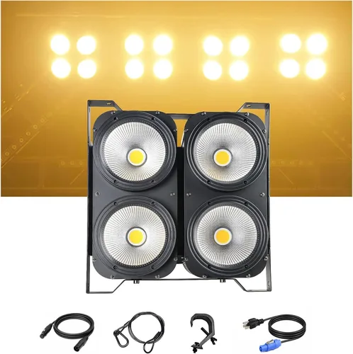 Vista 12 de MAD OWL Luces LED de 200 W, 2 ojos fríos y blancos cálidos, control DMX, activación de sonido, estroboscópico COB para teatro, iglesia, eventos