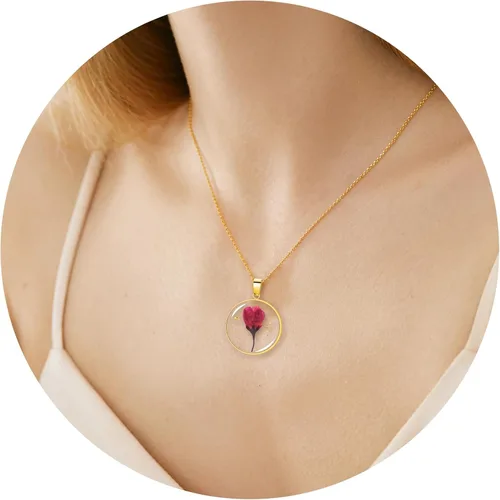 Vista 137 de Pressed Flower Necklace Gift for Women Personalized Handmade Necklaces Birth Flower Necklace