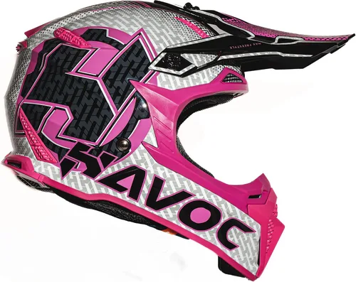 Vista 4 de HAX Havoc Fullface - Casco todoterreno para adultos, ATV Motorcross, moto de nieve, ligero, duradero y certificado por DOT para seguridad