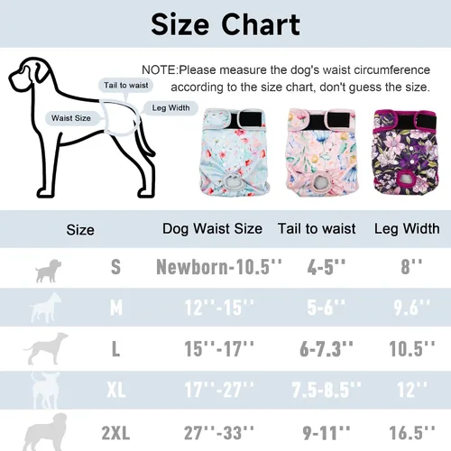 Vista 2 de Pañales lavables para perros (paquete de 3), pañales reutilizables para el período de celo de la perrita, pañales reutilizables para perras hembras