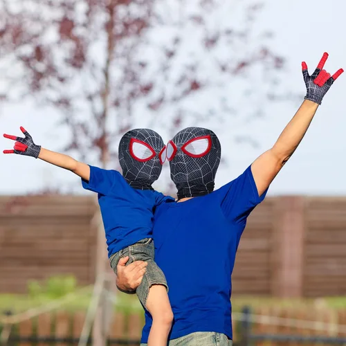 Vista 2 de Máscara de superhéroe y guantes para Halloween, Navidad, disfraces de cosplay para adultos