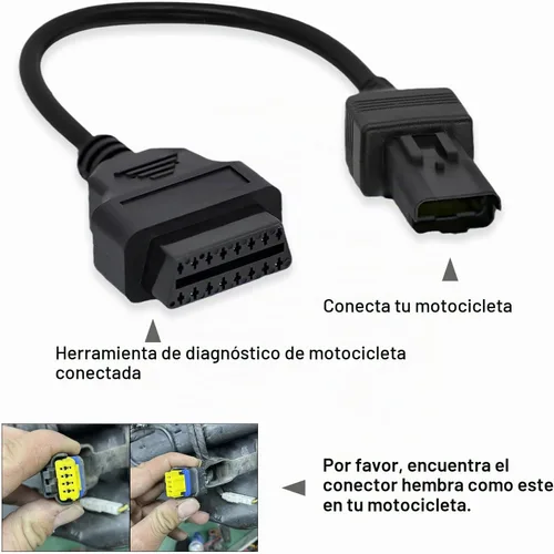 Vista 2 de Adaptador Obd2 apto para cable OBD de 4 pines de motocicleta Ducati, conector adaptador OBD1 a OBD2 para Diavel/Multistrada 1200/Panigale