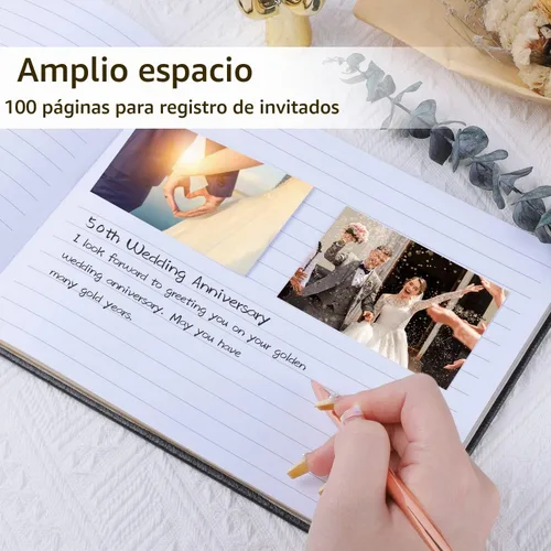 Vista 4 de JUBTIC Libro de invitados negro para funeral, libro de registro de invitados para recepción, boda, baby shower, cumpleaños, despedida de soltera