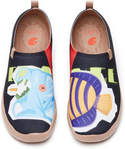 Vista 47 de UIN Zapatos de viaje para caminar para hombre, sin cordones, de lona, informales, ligeros, cómodos y modernos, diseño de perritos felices Ahhhhh