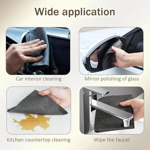 Vista 5 de Paño de limpieza mágico grueso, paño de limpieza de microfibra reutilizable, sin rayas, multiusos, no raya, para cocina, ventanas, espejo, vidrio, 10