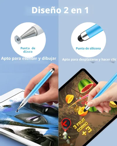 Vista 3 de Lápices capacitivos para pantallas táctiles, lápiz capacitivo universal 2 en 1 para iPad compatible con iPhone, iPad, Android, tabletas Microsoft