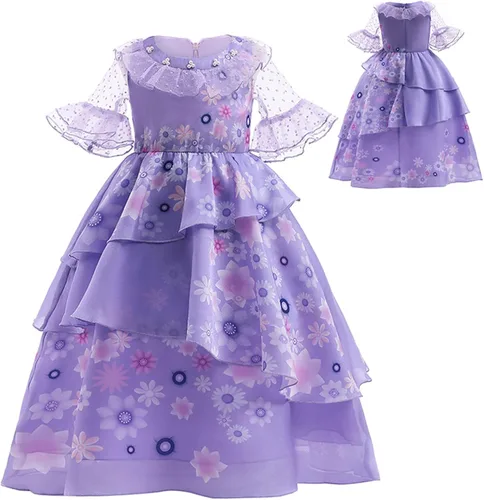 Vista 6 de Encanto Mirabel Isabella - Disfraz de Pepa para niñas, disfraz de princesa, varios accesorios