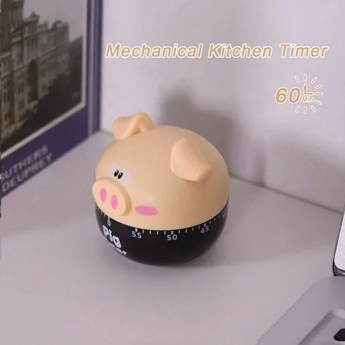 Vista 6 de Lindo cerdo de dibujos animados temporizador de cocina temporizadores mecánicos contadores para cocinar herramienta de sincronización reloj Caqui