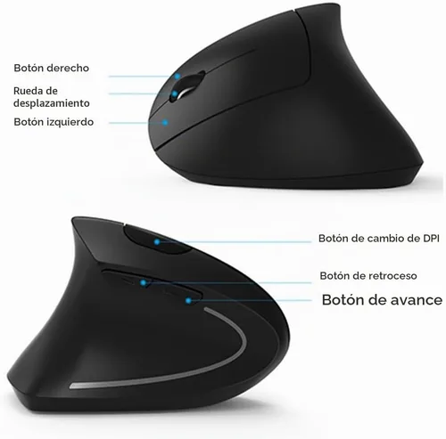 Vista 5 de Lekvey Ratón zurdo, ratón izquierdo ergonómico inalámbrico USB