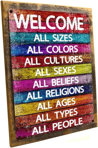 Vista 3 de Cartel de metal decorativo "All Welcome".