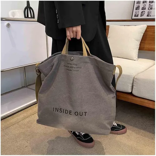 Vista 3 de Sumleno Bolso de mano de lona grande para mujer, bolso de trabajo para hombro, bolso cruzado con asa superior, estilo vintage, estilo grunge, hobo