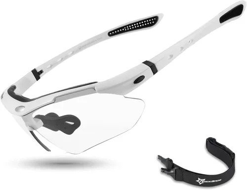 Vista 9 de ROCKBROS Photochromic Sports Sunglasses Mens Pickleball Glasses Cycling Glasses MTB Sunglasses, with Removable Elasctic Band