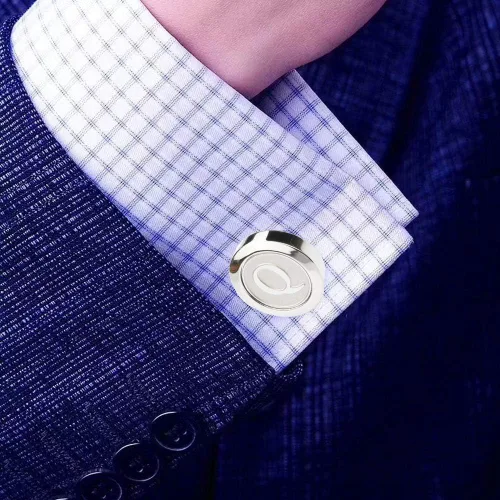 Vista 5 de Gemelos y tachuelas para hombre, camisas de esmoquin de negocios, iniciales de boda, alfabeto A-Z, Cobre
