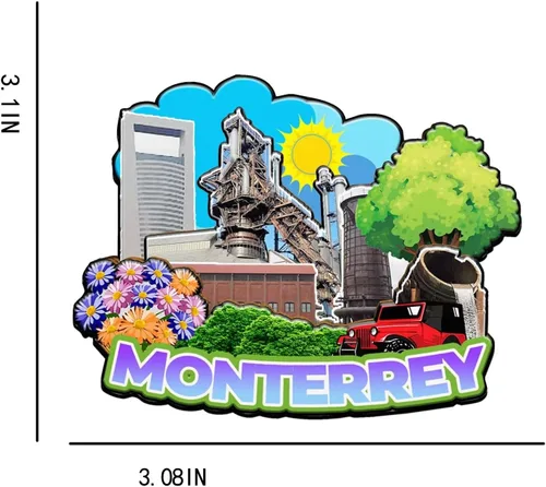 Vista 3 de Monterrey - Imán de México para nevera, de madera, 3D, monumentos, coleccionables, recuerdos, decoración hecha a mano, 2005