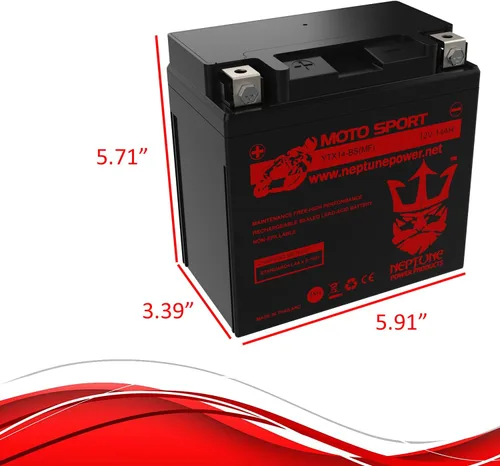 Vista 7 de Marca YTX14-BS (MF) Batería Recargable Reemplazo para YUASA YTX14-BS Batería Libre de Mantenimiento