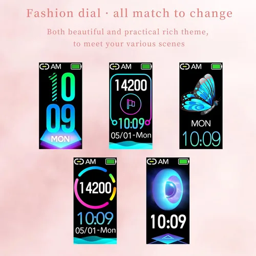 Vista 5 de Rastreador de actividad física para mujer, reloj inteligente de fitness con monitoreo del sueño, monitor de frecuencia cardíaca, contador de pasos