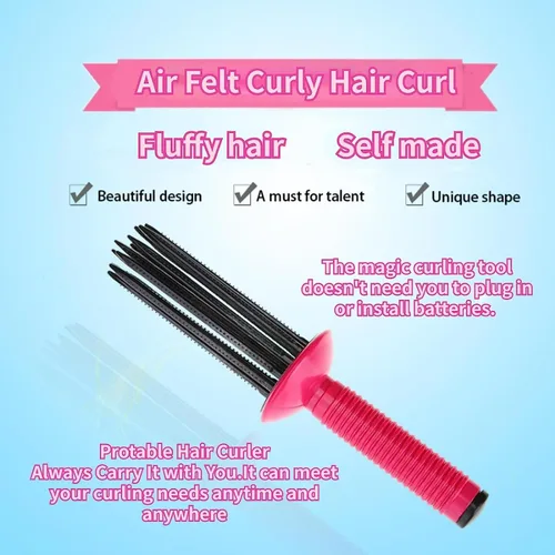Vista 6 de Herramienta para peinar el cabello rizado, peine de rollo de 17 dientes, rojo rosa+negro, cepillo profesional para peluquería para uso doméstico